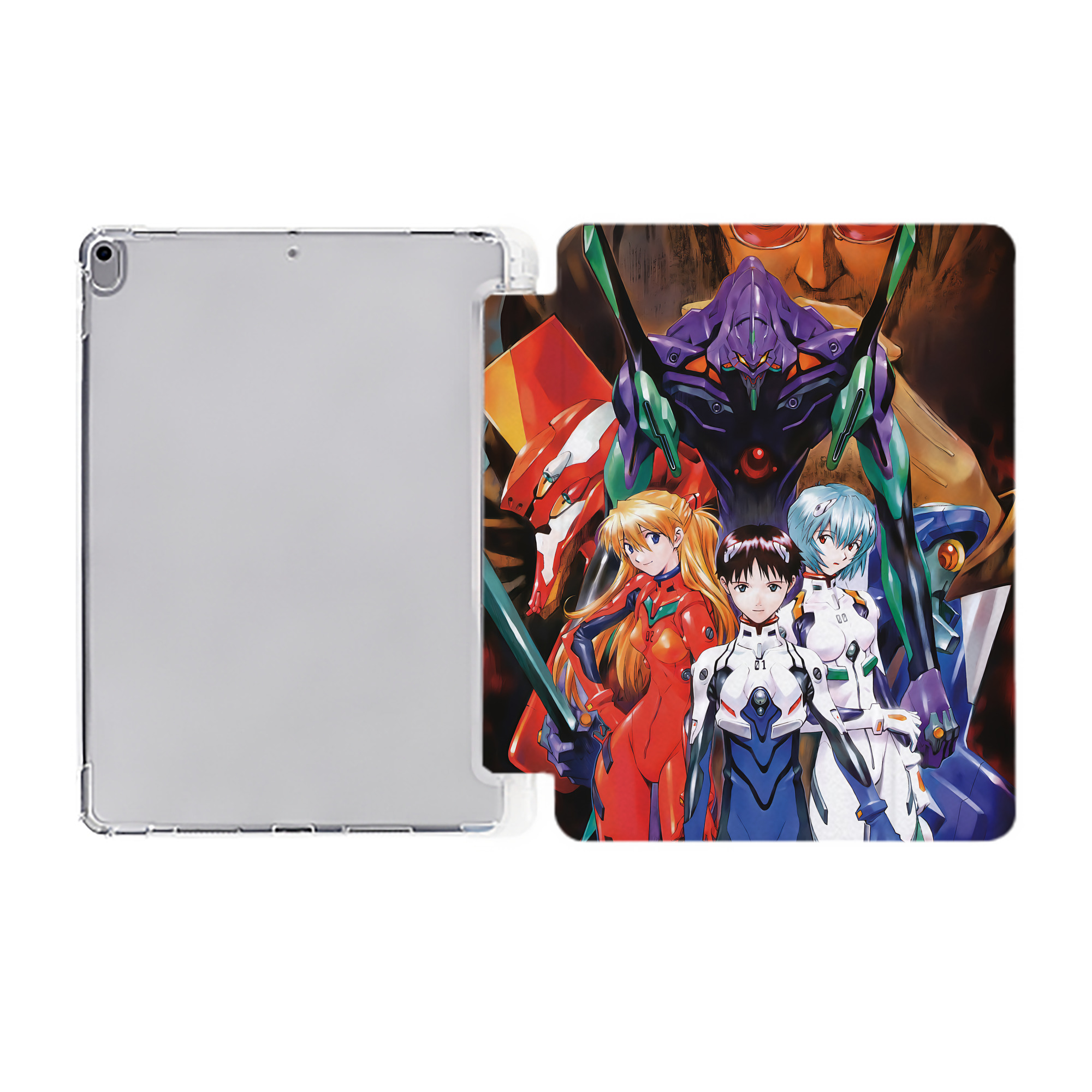 （画像用） EVA 新世紀エヴァンゲリオン IPad ケース ペン収納付き 三つ折りスタンド PUレザー×シリコン 対応機種9.5/10.5/10.9インチ